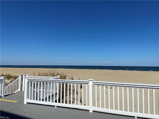 exterior space with a water view