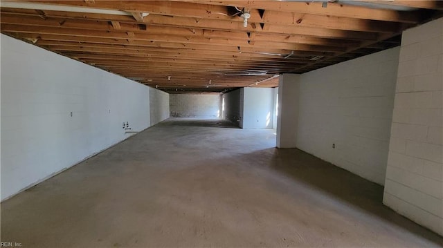 view of unfinished basement