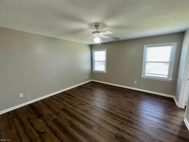3216 Winterberry Ct, Virginia Beach, VA 23453 - spare room featuring dark wood finished floors, ceiling fan, baseboards, and a textured ceiling