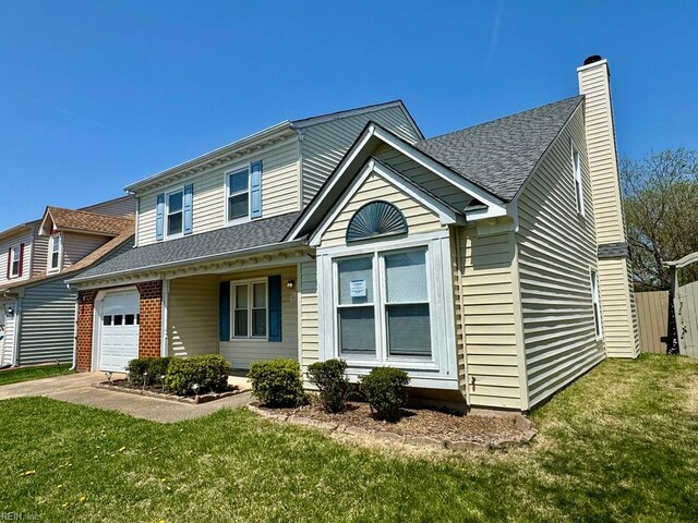 3216 Winterberry Ct, Virginia Beach, VA 23453 - traditional-style home featuring a front yard, a chimney, fence, and roof with shingles