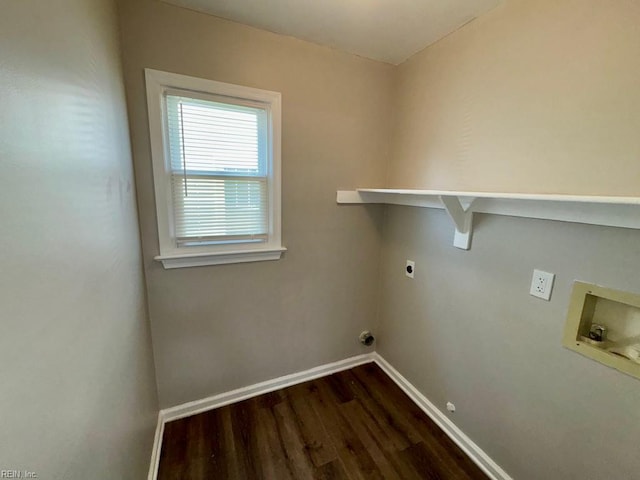 3216 Winterberry Ct, Virginia Beach, VA 23453 - laundry room featuring baseboards, washer hookup, laundry area, dark wood-style floors, and electric dryer hookup