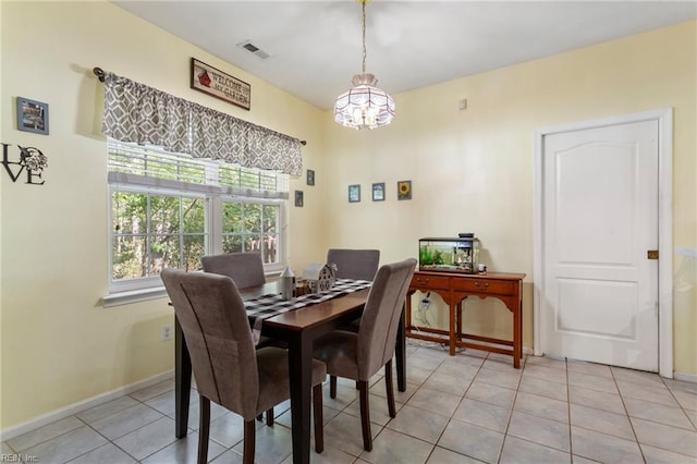 106 Elm Tree Ct, Suffolk, VA 23435 - dining space with a chandelier, light tile patterned floors, visible vents, and baseboards