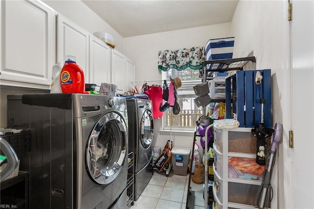 106 Elm Tree Ct, Suffolk, VA 23435 - laundry area with washer and dryer, light tile patterned floors, and cabinet space