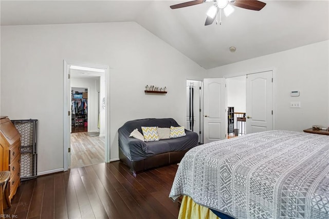 106 Elm Tree Ct, Suffolk, VA 23435 - bedroom with wood-type flooring, vaulted ceiling, and ceiling fan