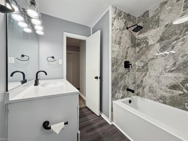 122 Kendall Dr, Newport News, VA 23601 - full bathroom with shower / bathtub combination, vanity, baseboards, and wood finished floors