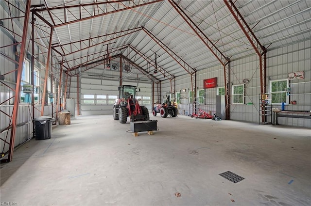 garage with metal wall