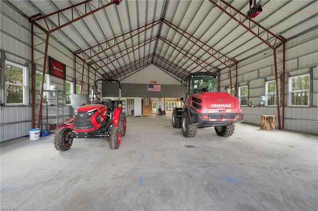 garage with metal wall