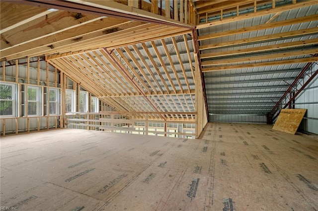 view of unfinished attic
