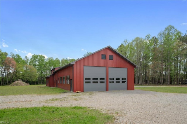 view of detached garage