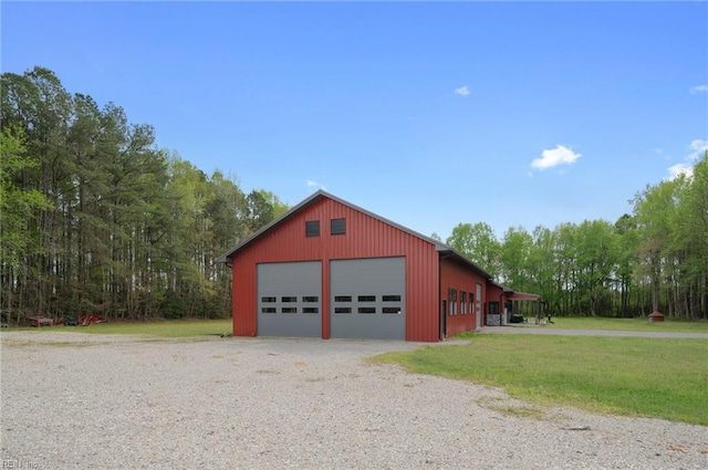 view of detached garage