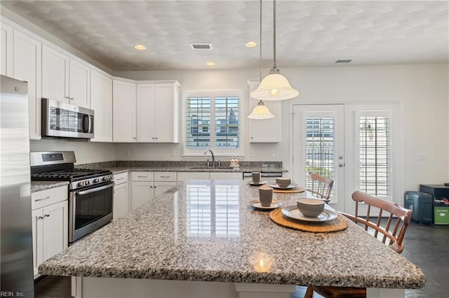 209 Cobblestone Reach Reach, Suffolk, VA 23435 - kitchen featuring a healthy amount of sunlight, a kitchen breakfast bar, a sink, and appliances with stainless steel finishes