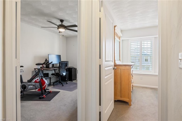 209 Cobblestone Reach Reach, Suffolk, VA 23435 - carpeted office featuring baseboards, a ceiling fan, and a textured ceiling