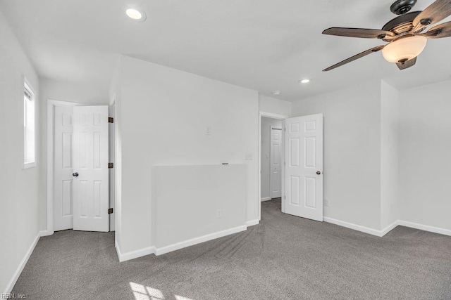 9289 Gates Rd, Suffolk, VA 23437 - unfurnished bedroom featuring ceiling fan, baseboards, carpet, and recessed lighting