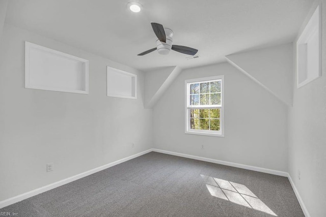 9289 Gates Rd, Suffolk, VA 23437 - bonus room with visible vents, ceiling fan, carpet flooring, and baseboards