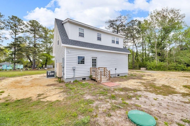 9289 Gates Rd, Suffolk, VA 23437 - rear view of property with crawl space and a shingled roof