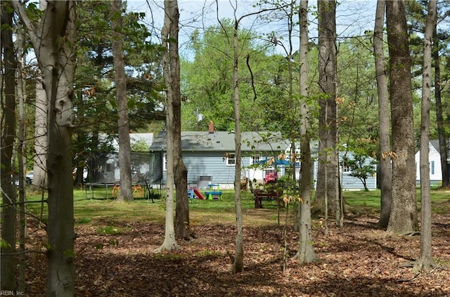 view of yard with a trampoline