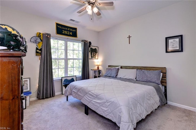 1208 Kings Land Ct, Williamsburg, VA 23185 - carpeted bedroom featuring baseboards, a ceiling fan, and visible vents