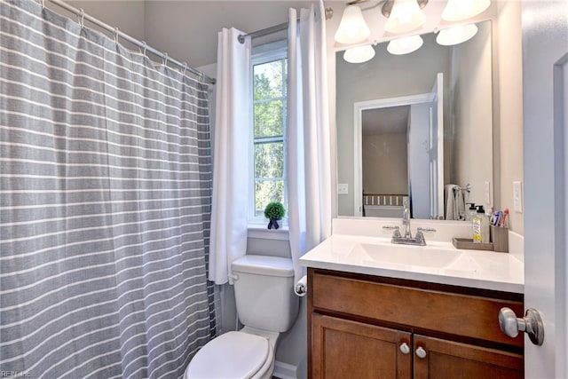 1208 Kings Land Ct, Williamsburg, VA 23185 - bathroom with curtained shower, toilet, and vanity