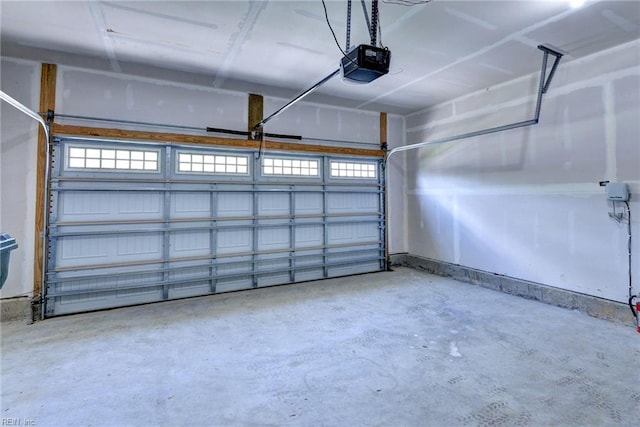 garage with a garage door opener