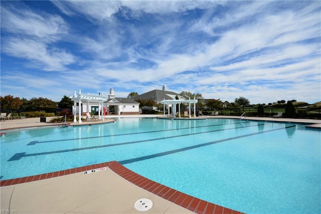 pool with a pergola