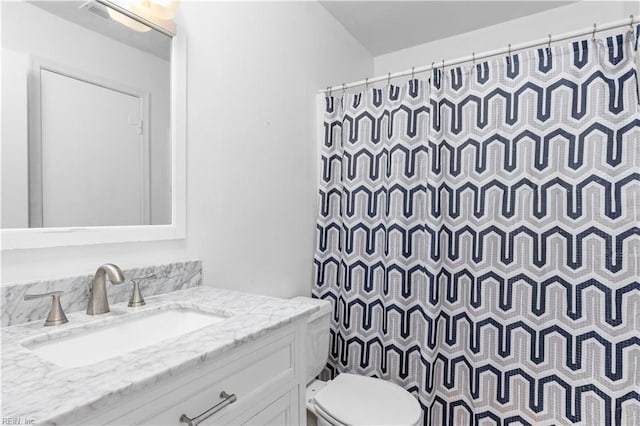 3518 Argo Ct, Virginia Beach, VA 23453 - bathroom featuring toilet, a shower with shower curtain, and vanity