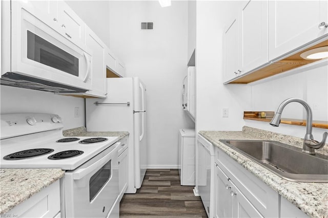 3518 Argo Ct, Virginia Beach, VA 23453 - kitchen featuring a sink, white appliances, and white cabinets