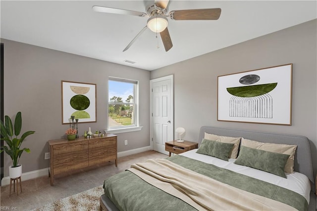 89 Sandy Bay Dr, Poquoson, VA 23662 - carpeted bedroom with ceiling fan, baseboards, and visible vents