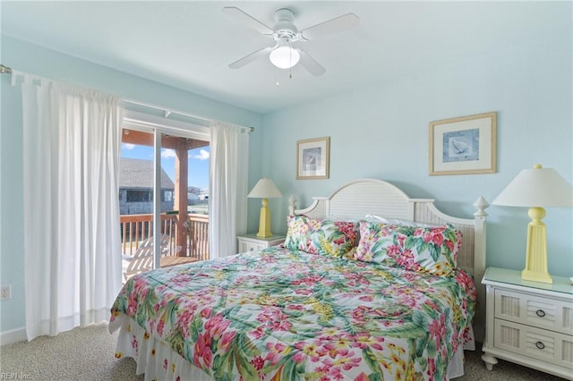 206 E Palmetto St, Kill Devil Hills, NC 27948 - bedroom with access to outside, carpet flooring, and a ceiling fan