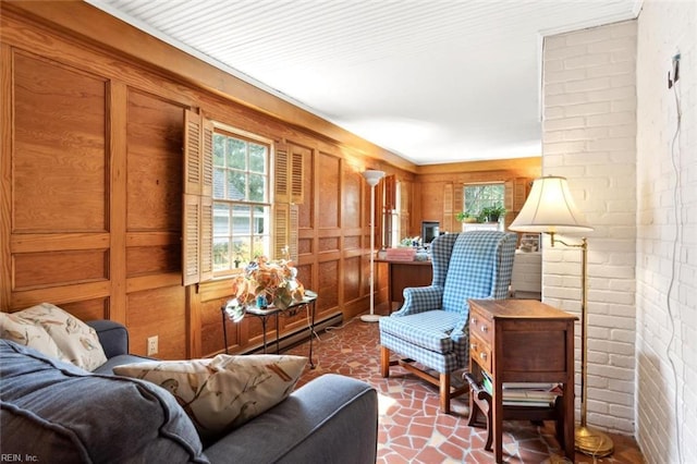 24 Holly Dr, Newport News, VA 23601 - sitting room featuring brick wall and wooden walls