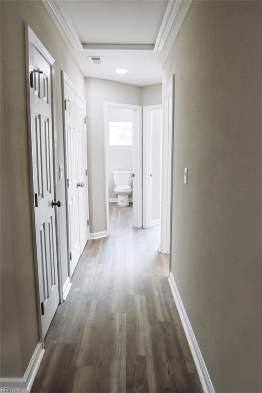404 Hogart St, Franklin, VA 23851 - corridor with visible vents, baseboards, and wood finished floors