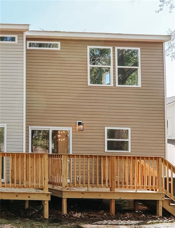 404 Hogart St, Franklin, VA 23851 - rear view of house with a wooden deck