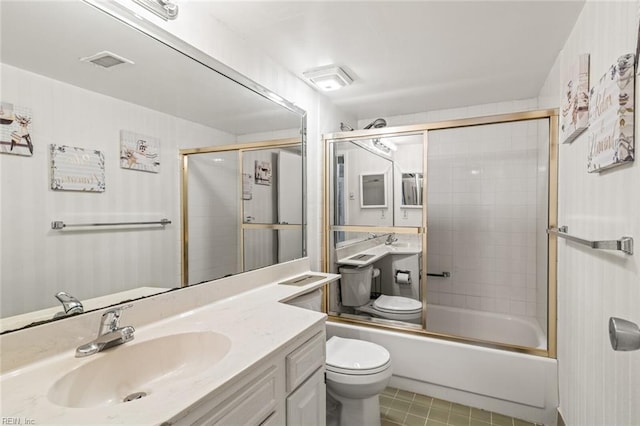 3300 Ocean Shore Ave Unit 503, Virginia Beach, VA 23451 - full bathroom featuring tile patterned floors, vanity, enclosed tub / shower combo, toilet, and visible vents