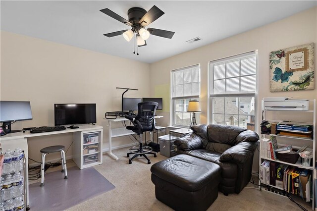 2064 Nicklaus Dr, Suffolk, VA 23435 - carpeted office with visible vents and a ceiling fan
