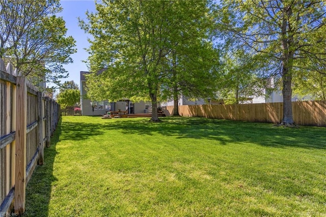 view of yard featuring a fenced backyard