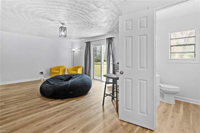 interior space featuring baseboards and light wood-style floors