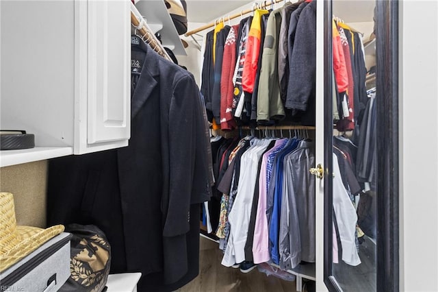 spacious closet with wood finished floors