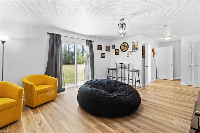 sitting room with light wood-type flooring