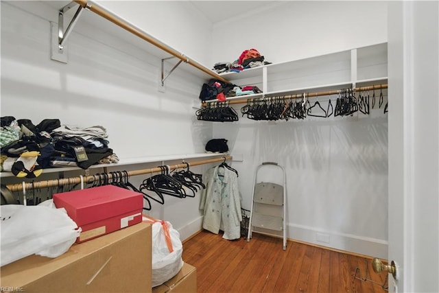 spacious closet with wood finished floors