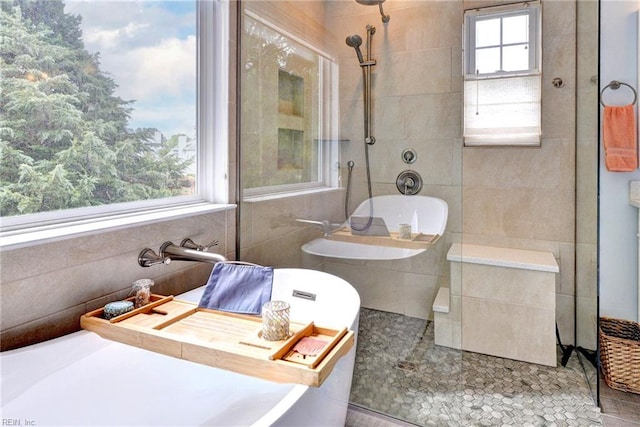 full bathroom featuring a walk in shower