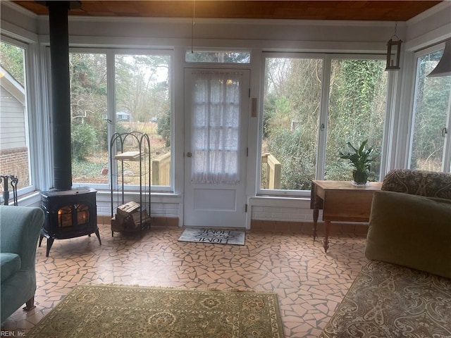 26060 Court St, Courtland, VA 23837 - sunroom / solarium with a wood stove