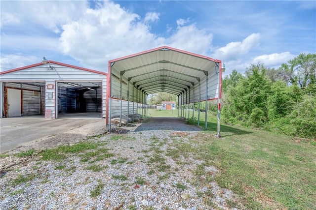 view of car parking featuring a garage