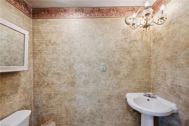 3716 Colonial Ave, Norfolk, VA 23508 - bathroom featuring a chandelier and toilet
