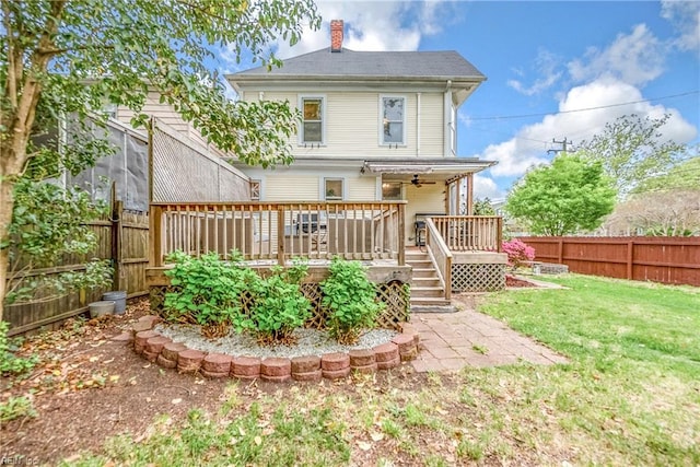 3716 Colonial Ave, Norfolk, VA 23508 - rear view of property featuring ceiling fan, a deck, and a chimney