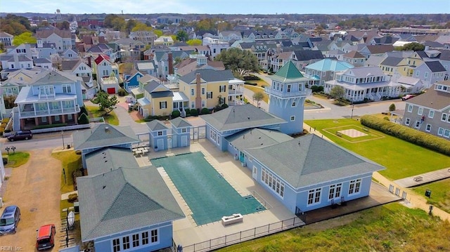 birds eye view of property with a residential view