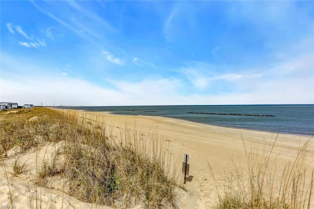 property view of water featuring a view of the beach