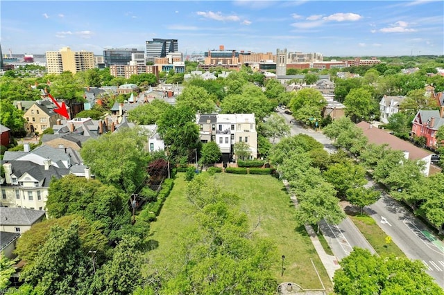 aerial view with a city view