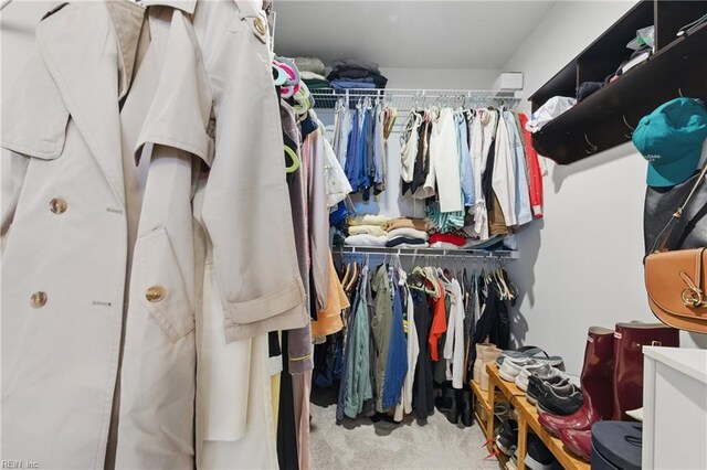 spacious closet featuring carpet flooring