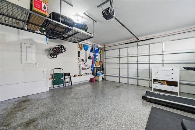 garage with a garage door opener