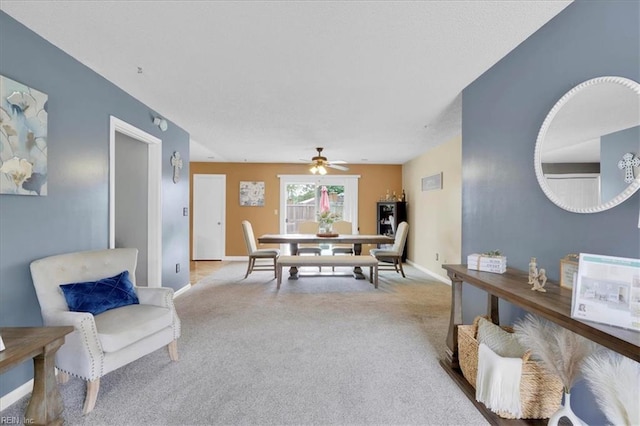 4904 Aquarius Ct, Virginia Beach, VA 23464 - dining room featuring carpet floors, baseboards, and a ceiling fan