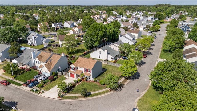 birds eye view of property with a residential view